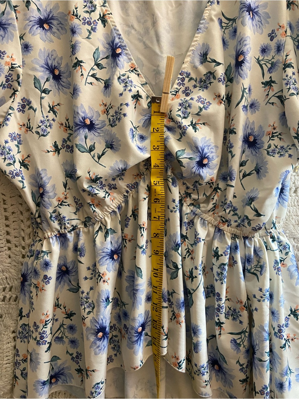 Arula 2X Blue Floral Peplum Blouse Flutter Sleeve Cottagecore - Picture 5 of 9